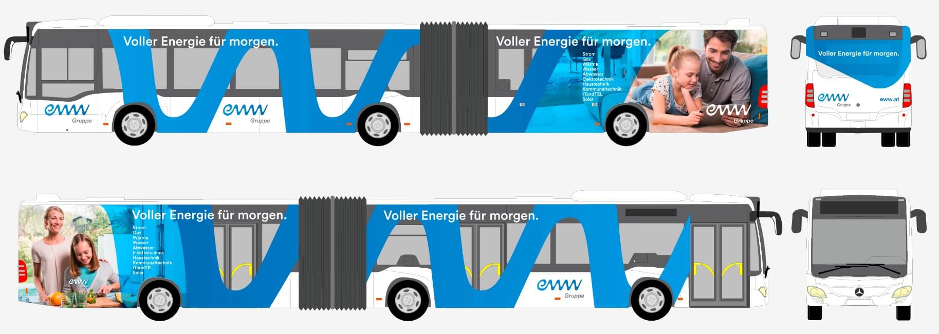 Q2 Werbeagentur, Eww, Branding, Bus